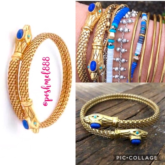 Stella & Dot | Retired⚜️🧞‍♂️Gold & Colbalt Cobra Coil Bracelet - Picture 1 of 6